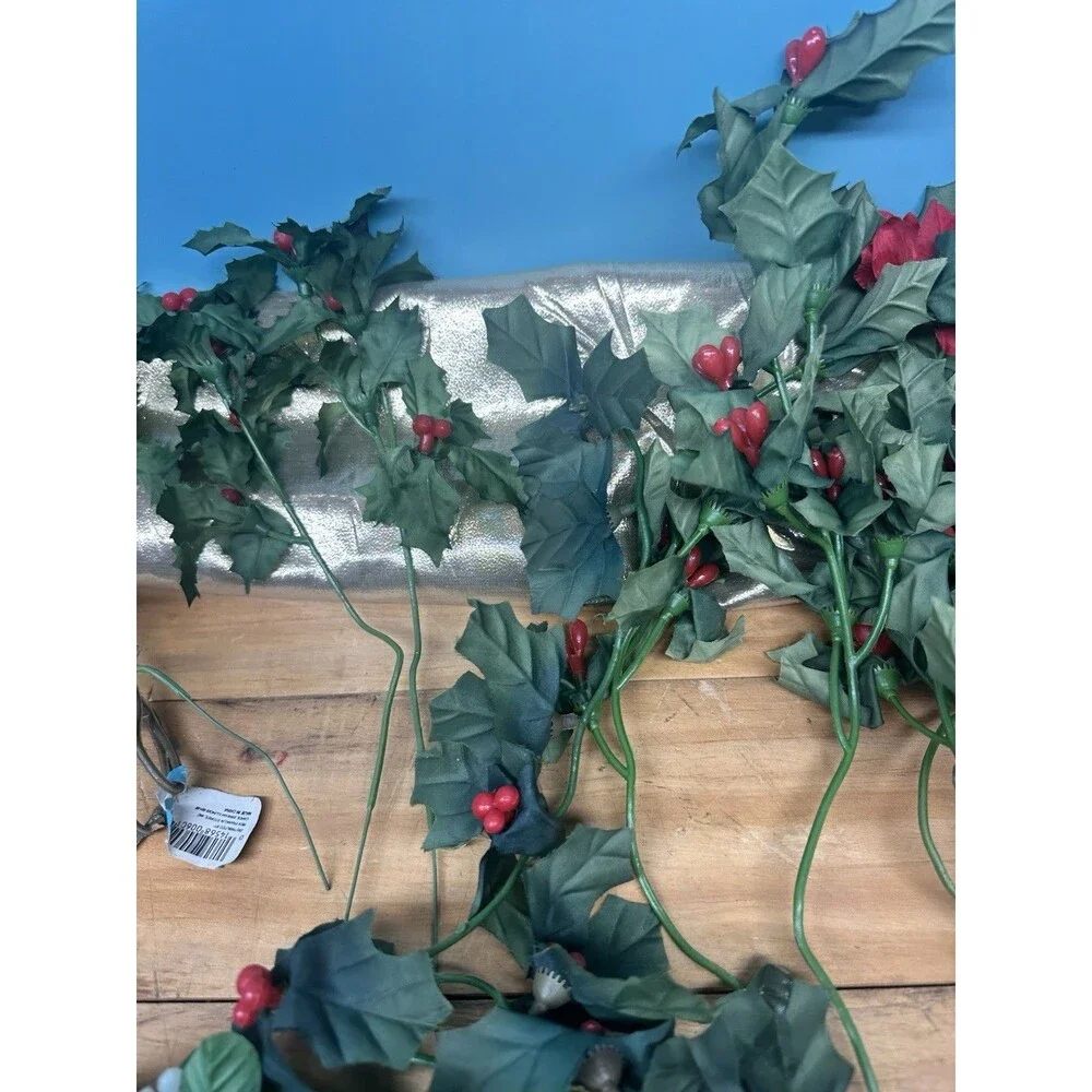 Vintage Plastic Holly & Berry Christmas Faux Greenery Mistletoe Lot 17 Pcs